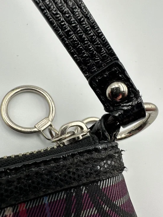 Coach Poppy Plaid Tartan Wristlet Double Zip Y2K Glam Signature C Pink Black - Picture 8 of 16
